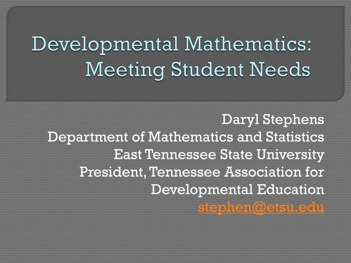 developmental mathematics meeting student needs