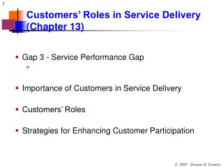 Customers’ Roles in Service Delivery (Chapter 13)