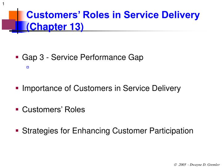 customers roles in service delivery chapter 13