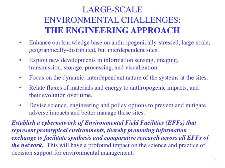 large scale environmental challenges the engineering approach
