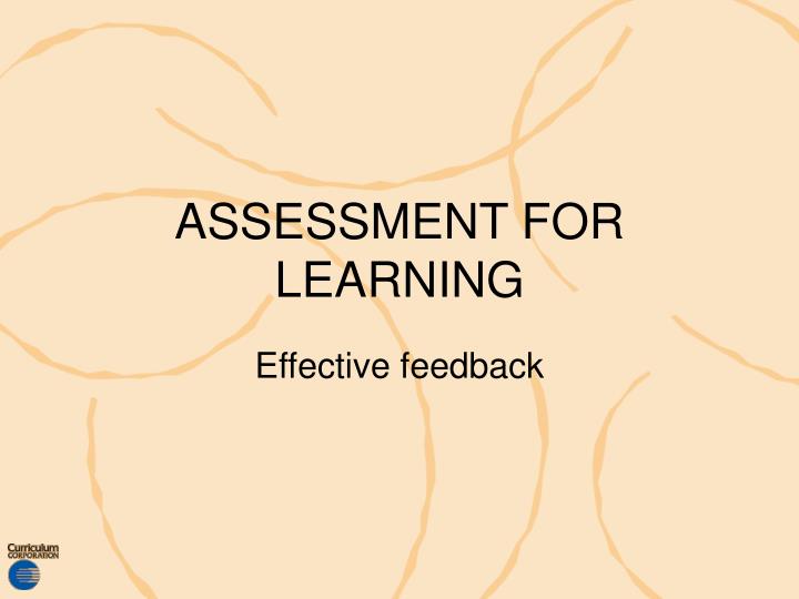 assessment for learning