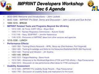 imprint developers workshop dec 6 agenda