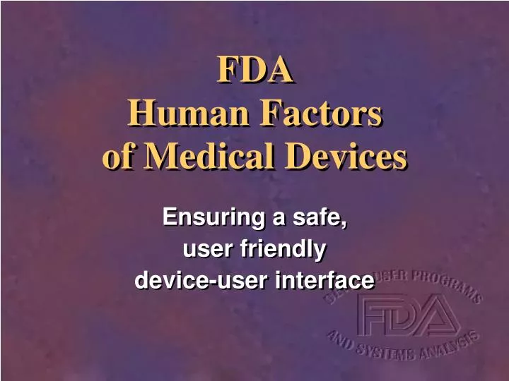 fda human factors of medical devices