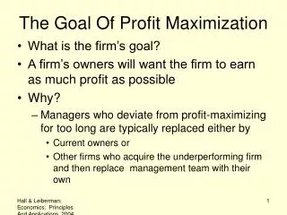 The Goal Of Profit Maximization