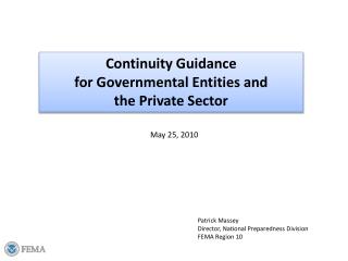 Continuity Guidance for Governmental Entities and the Private Sector