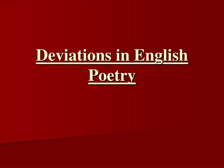 deviations in english poetry
