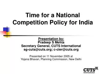 Time for a National Competition Policy for India