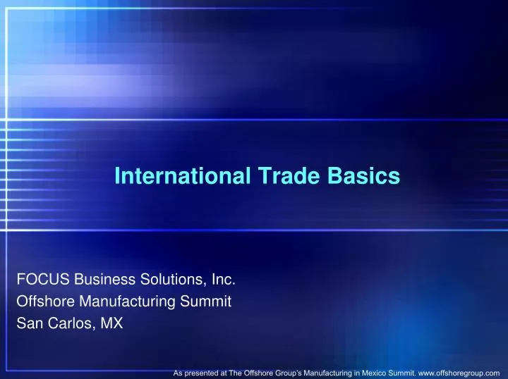 international trade basics