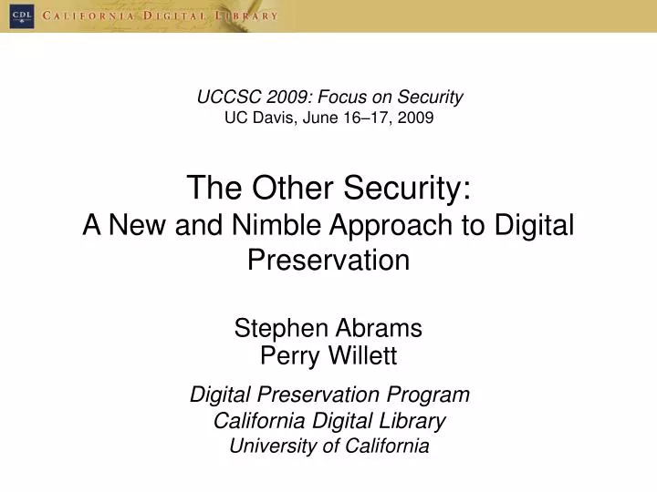 the other security a new and nimble approach to digital preservation