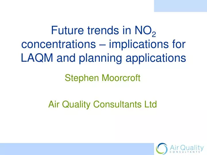 future trends in no 2 concentrations implications for laqm and planning applications