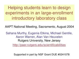 Helping students learn to design experiments in an large-enrollment introductory laboratory class
