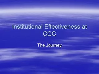 Institutional Effectiveness at CCC