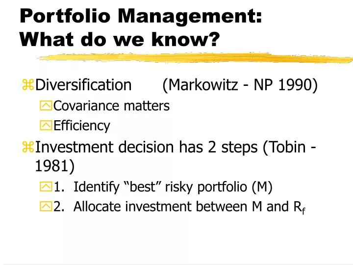 portfolio management what do we know