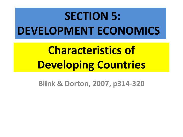 characteristics of developing countries