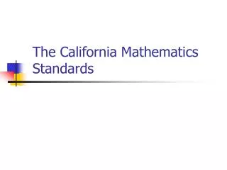 The California Mathematics Standards