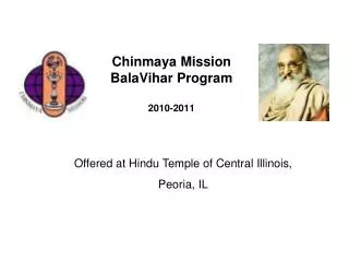 Chinmaya Mission BalaVihar Program 2010-2011