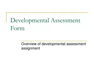 Developmental Assessment Form