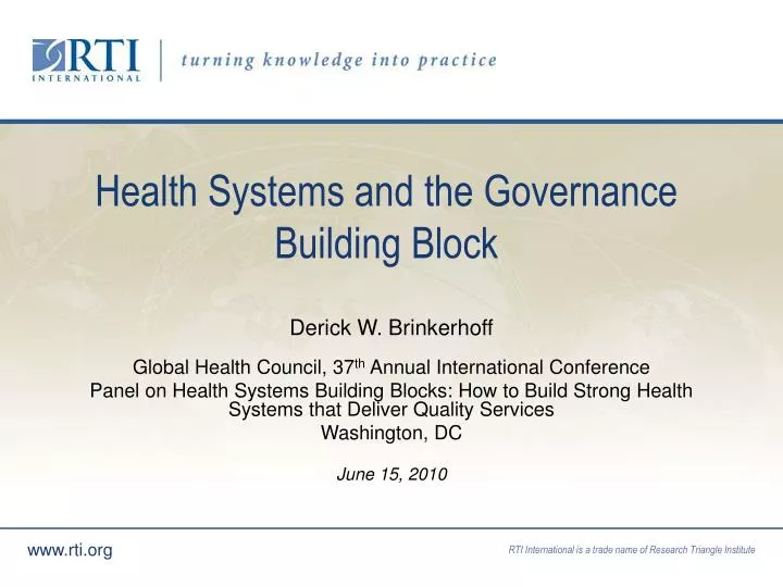 health systems and the governance building block