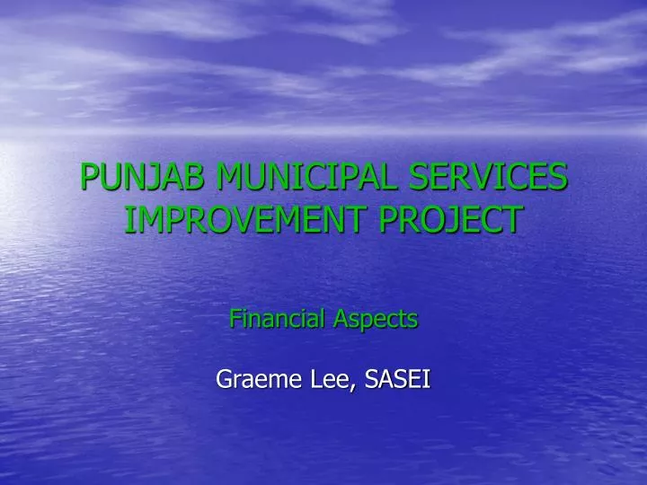 punjab municipal services improvement project
