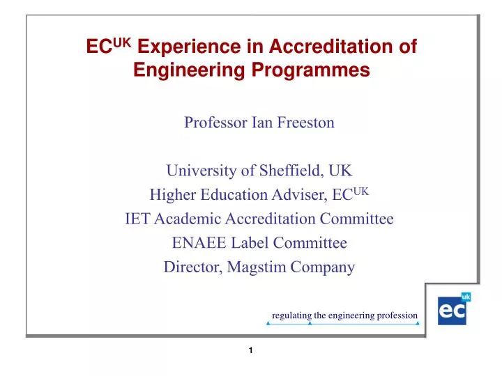 ec uk experience in accreditation of engineering programmes