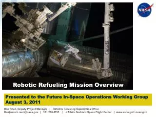 Presented to the Future In-Space Operations Working Group August 3, 2011