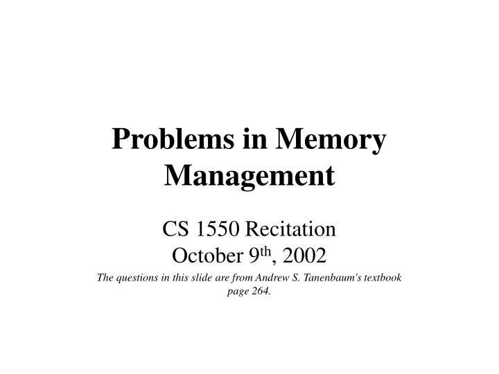 problems in memory management