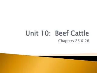 Unit 10: Beef Cattle