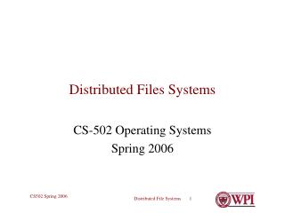 Distributed Files Systems