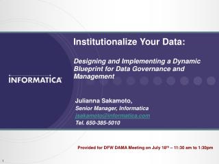 Institutionalize Your Data: Designing and Implementing a Dynamic Blueprint for Data Governance and Management