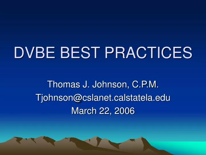 dvbe best practices