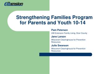 Strengthening Families Program for Parents and Youth 10-14