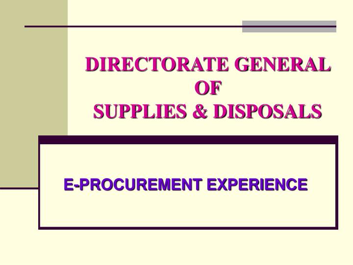 directorate general of supplies disposals
