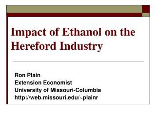 Impact of Ethanol on the Hereford Industry
