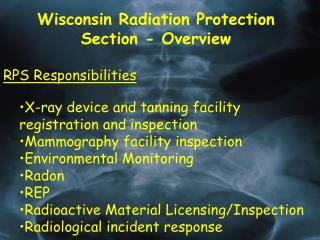 Wisconsin Radiation Protection Section - Overview