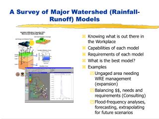 A Survey of Major Watershed (Rainfall-Runoff) Models