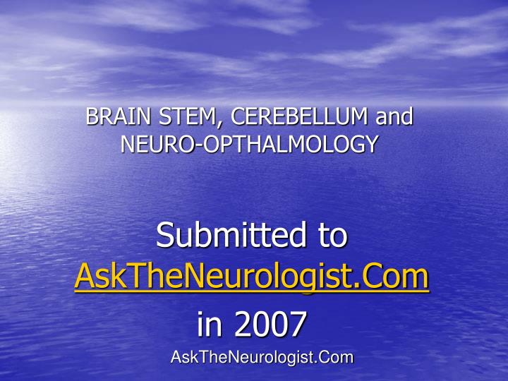 brain stem cerebellum and neuro opthalmology