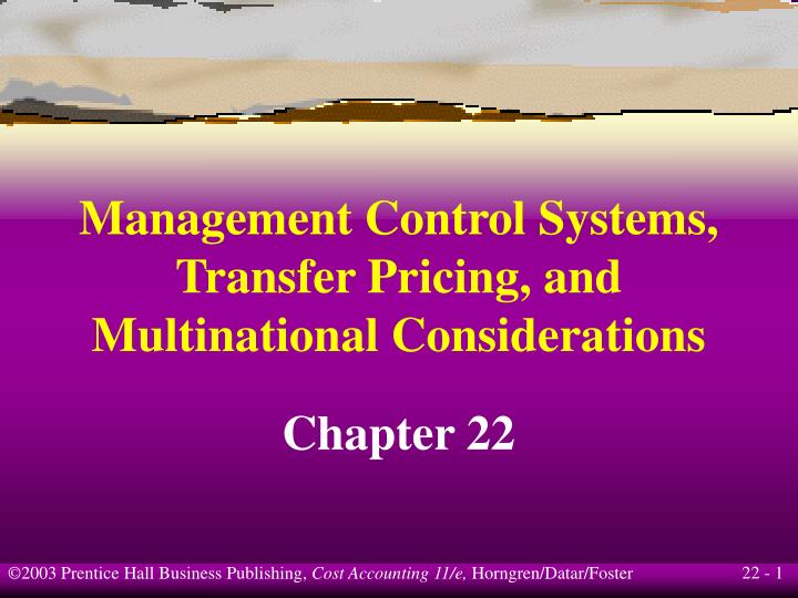 management control systems transfer pricing and multinational considerations