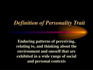 Definition of Personality Trait