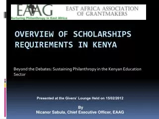 Overview of Scholarships Requirements in Kenya