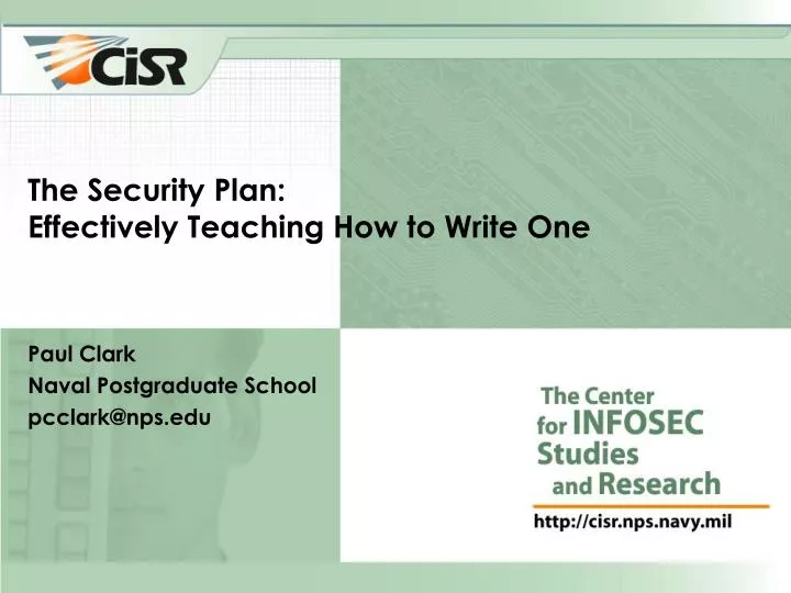 the security plan effectively teaching how to write one