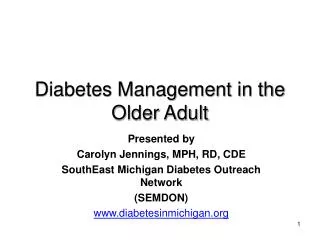 Diabetes Management in the Older Adult