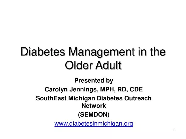diabetes management in the older adult