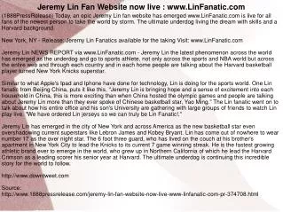Jeremy Lin Fan Website now live : www.LinFanatic.com