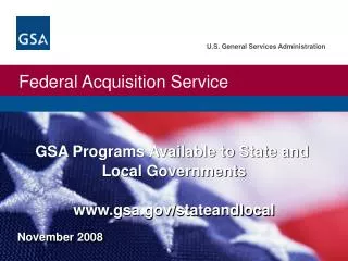 GSA Programs Available to State and Local Governments gsa/stateandlocal