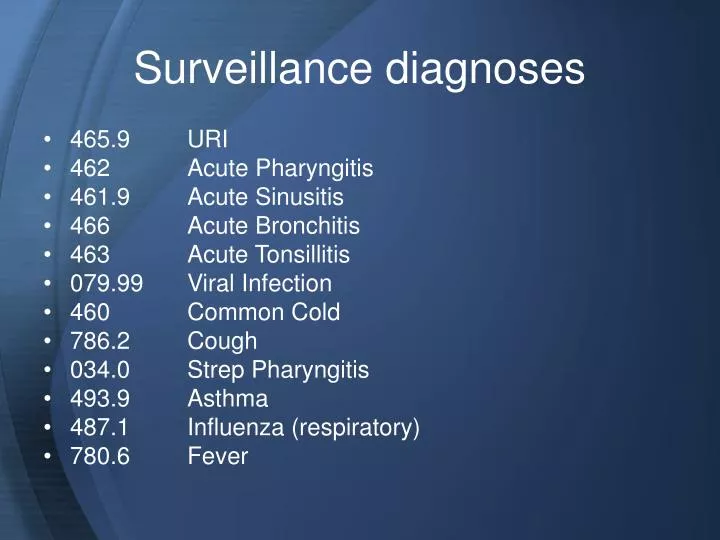surveillance diagnoses