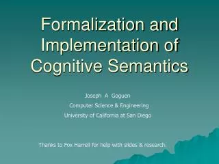 Formalization and Implementation of Cognitive Semantics