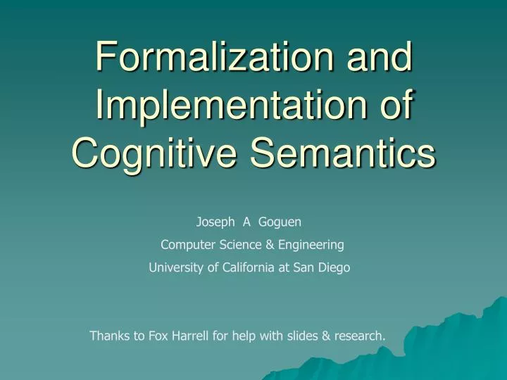 formalization and implementation of cognitive semantics