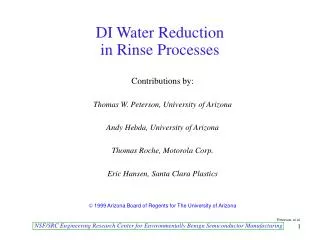 DI Water Reduction in Rinse Processes