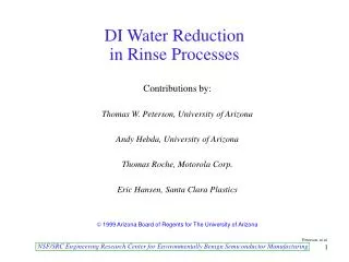 di water reduction in rinse processes