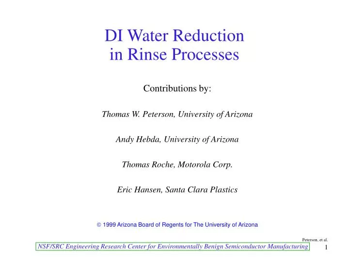 di water reduction in rinse processes